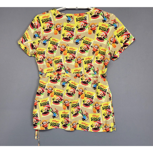 Kellogg's Coco Pops Scrubs Top Womens Small Cartoon Print Tie Waist Graphic - Picture 12 of 13